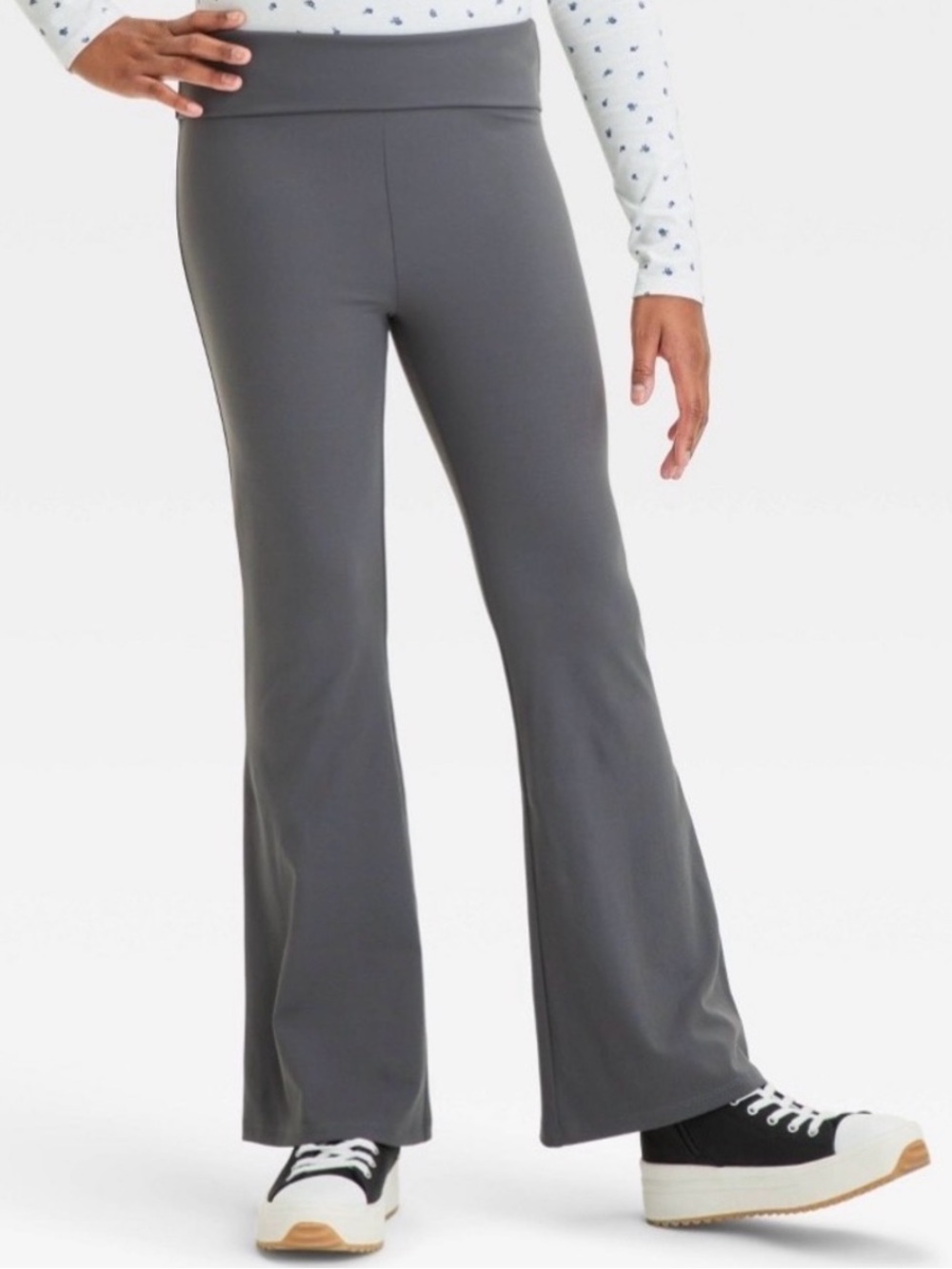 NWT - Art Class Dark Gray Fold Over Waistband Flared Leggings,
Size Large 10/12